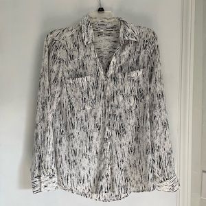 Express Black and White Portofino Shirt, Size Medium